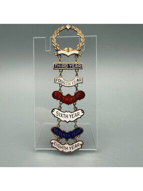 Vintage Enamel Little’s System Congregation Sunday School Attendance Pin 2nd-8